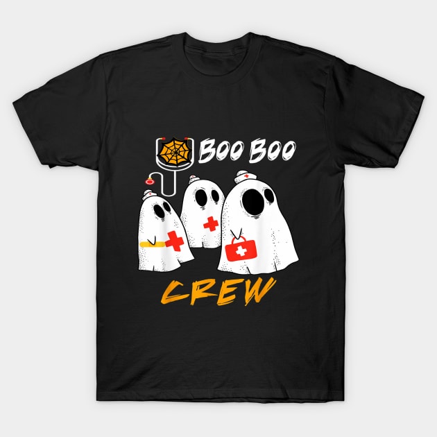 Halloween Costume Gift Boo Boo Crew Nurse Ghost T-Shirt by Christyn Evans